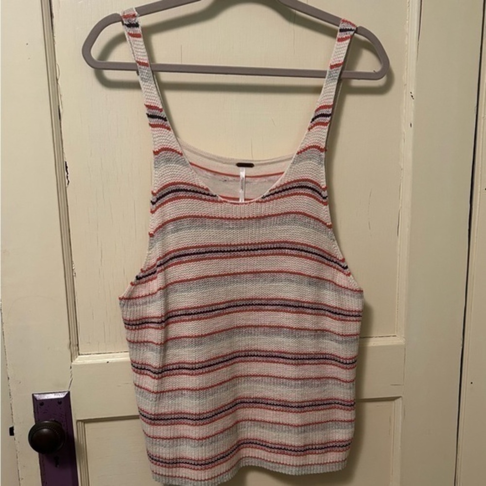 Free People Thin Straps Vest Fall Colors Funky Textured Front Smooth Swing Back